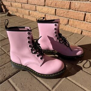 Patent Pink Lace-Up Dr. Martens Women's Boots - Size 11
